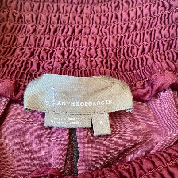 Anthropology Velvet Velour Smocked Gloria Wine Harem Jogger Pocket Pants Smalll - Picture 7 of 10